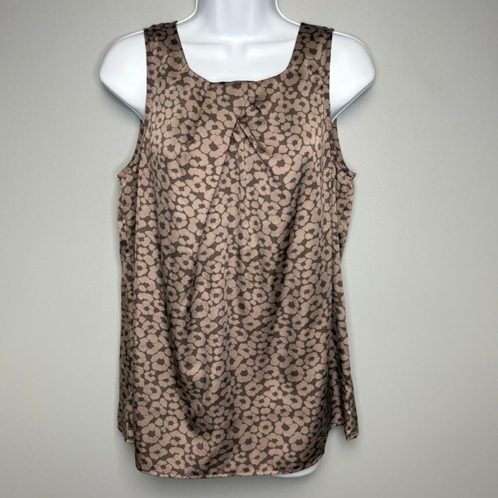 LOFT Leopard Print Brown Neutral‎ Office Sleeveless Flowy Top Womens Sz M